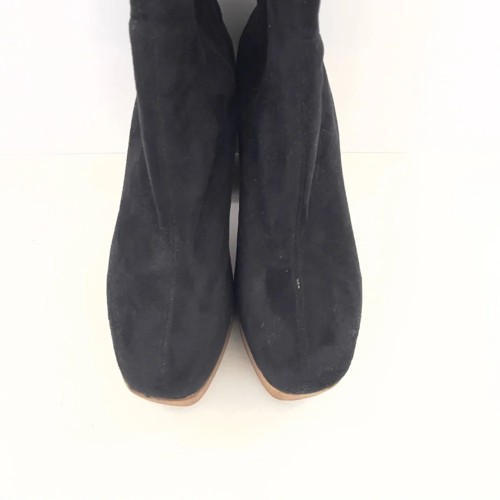 ASOS Black Faux Suede Knee High Platform Boots | 3” Block Heel | Women’s Size 11